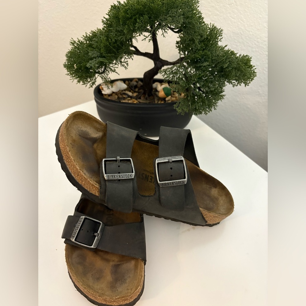 Birkenstock Dark Gray Double-Strap Sandals - Picture 1 of 6